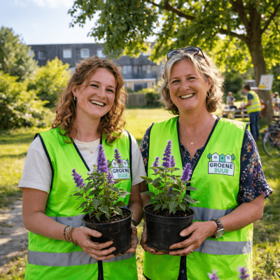 Groene Buur - jonge vrouw - oudere vrouw met planten